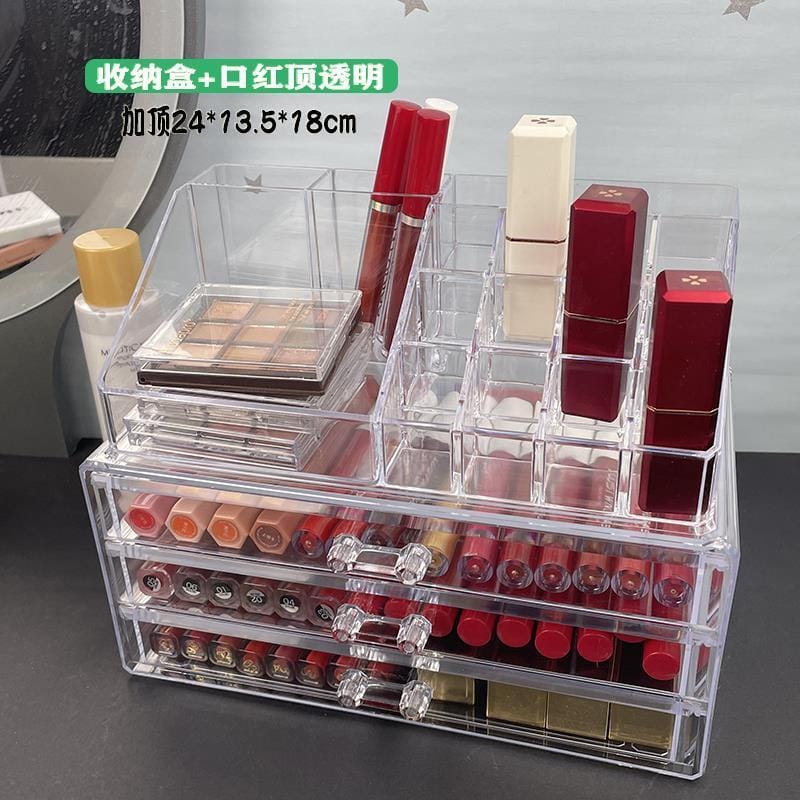3 - Layer Acrylic Transparent Makeup Drawer Organizer - Enkaji Households