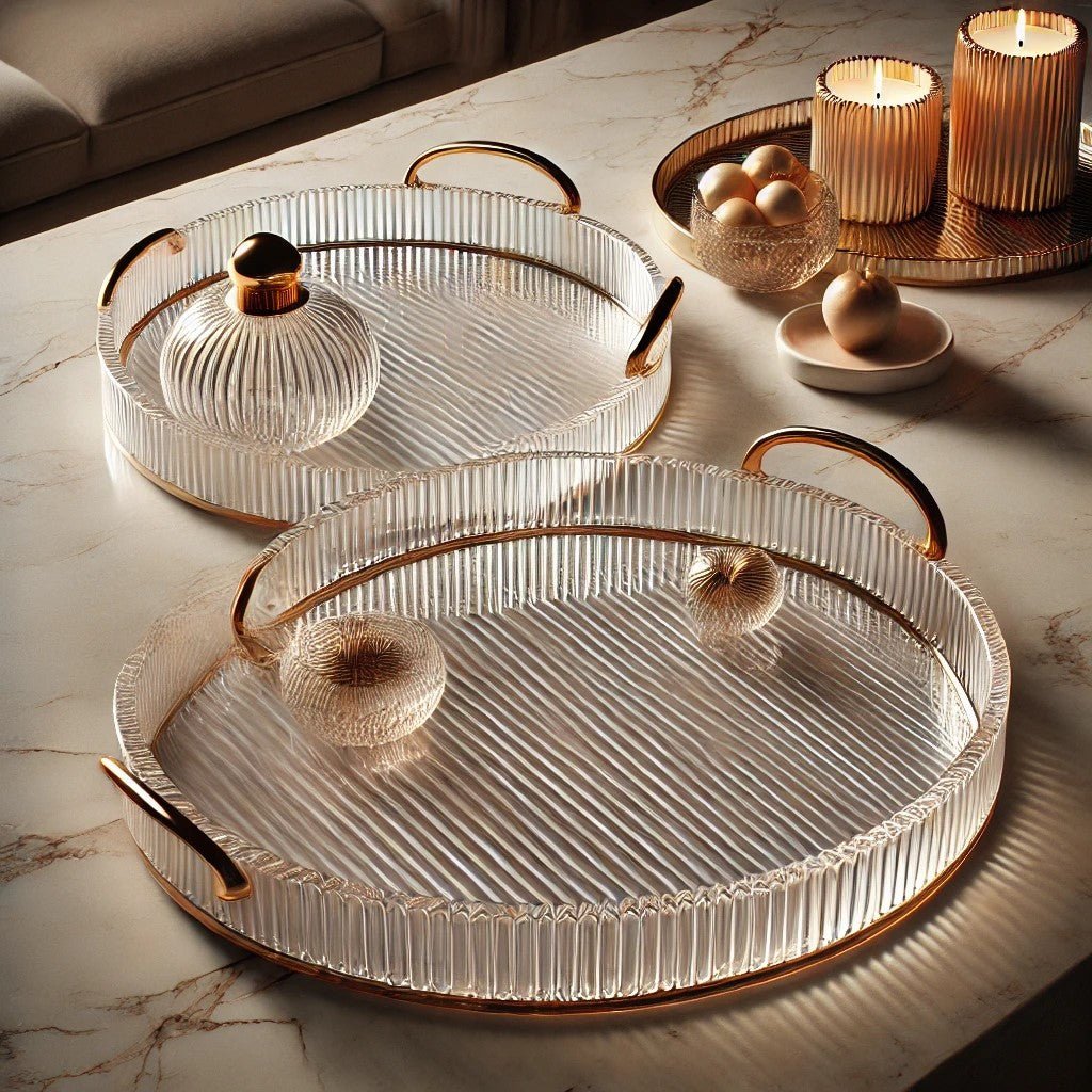 3 - Piece Acrylic Tray Set – Versatile and Elegant - Enkaji Households