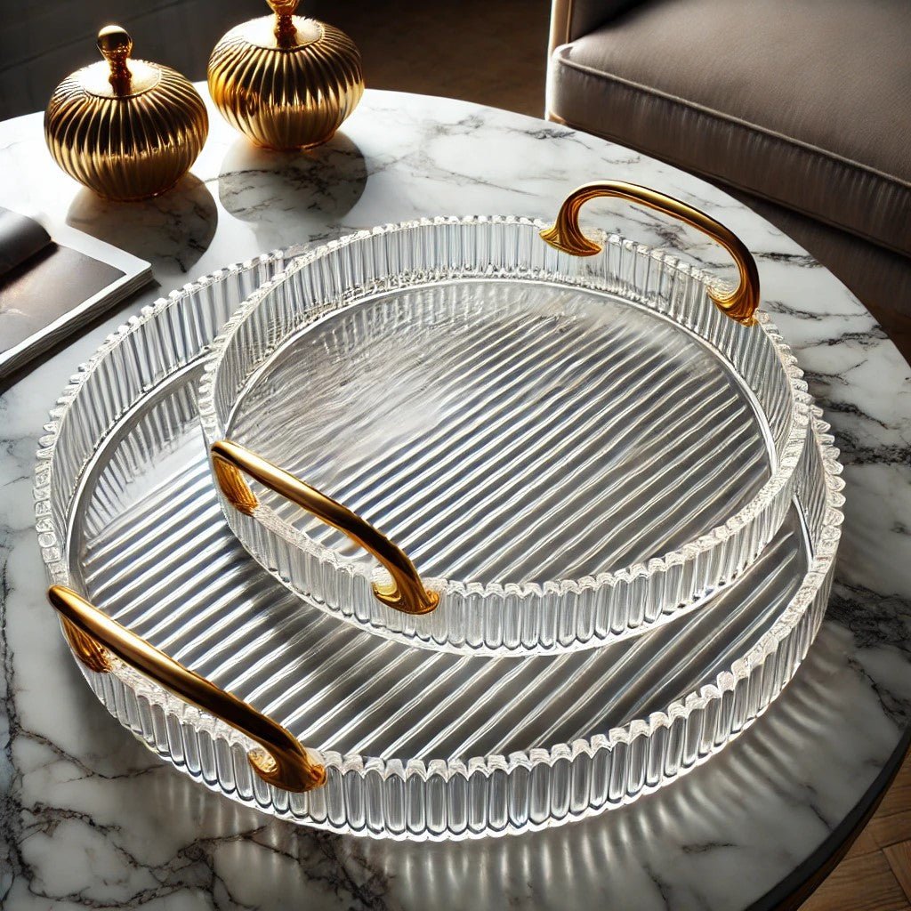3 - Piece Acrylic Tray Set – Versatile and Elegant - Enkaji Households
