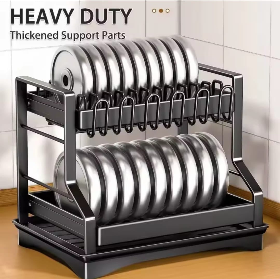 2-Tier Kitchen Dish Rack – Multifunctional Drainer with Cup & Utensil Holder