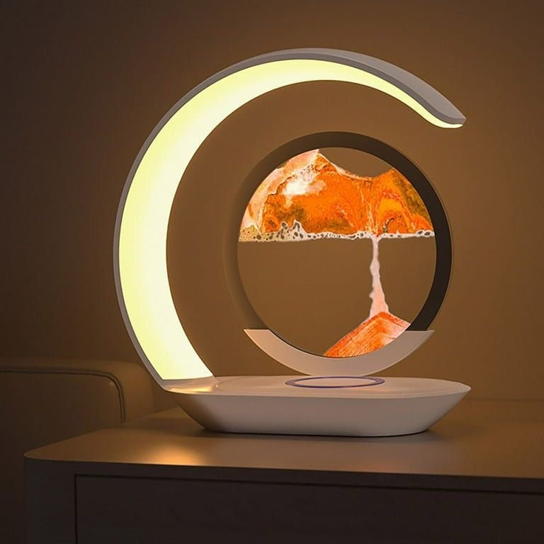 Crescent Moon LED Night Lamp – Rotating Sand Art Desk Light - Enkaji Households