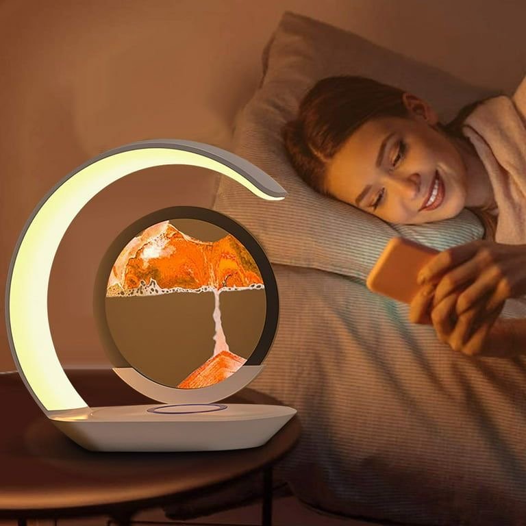 Crescent Moon LED Night Lamp – Rotating Sand Art Desk Light - Enkaji Households