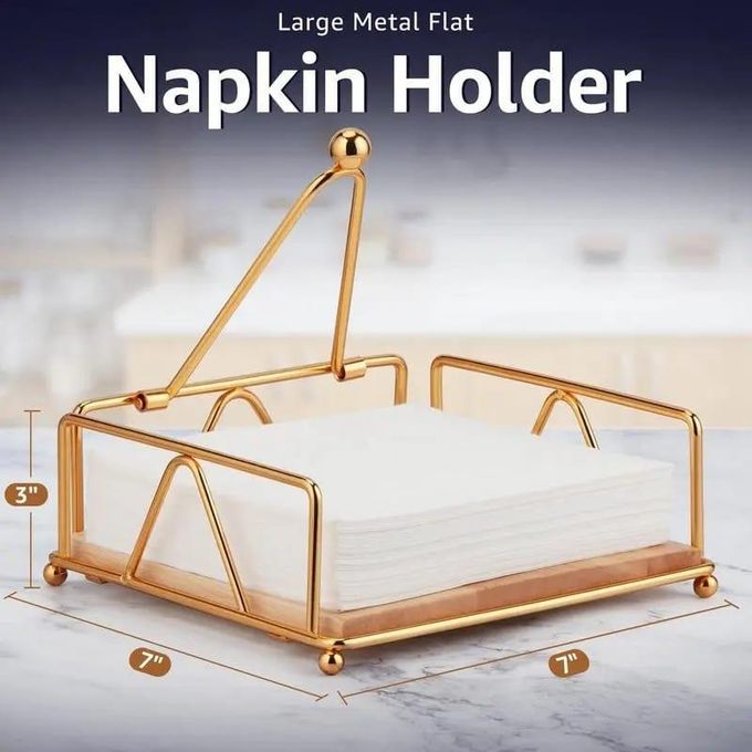 Luxury Metallic Serviette Holder with Bamboo Base - Enkaji Households