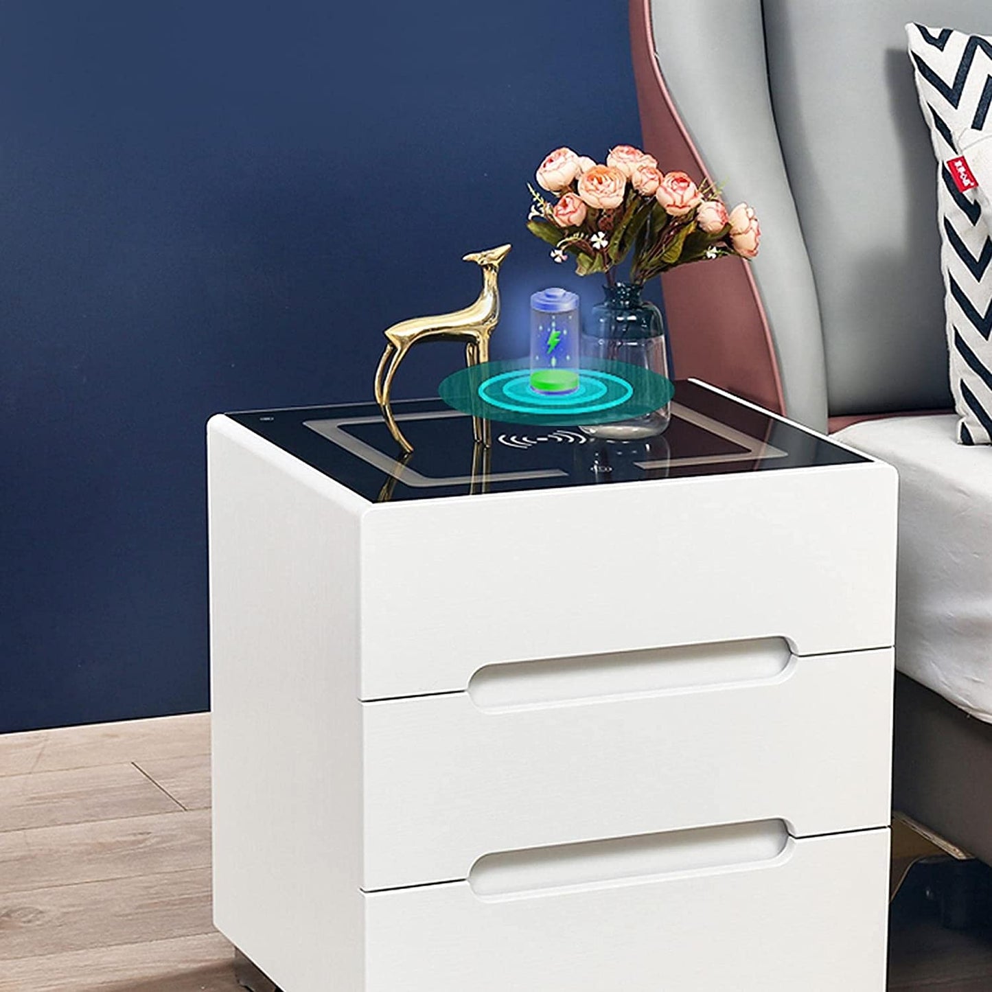 Luxury Smart Nightstand with Wireless Charging and LED Lighting - Enkaji Households