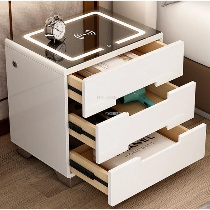 Luxury Smart Nightstand with Wireless Charging and LED Lighting - Enkaji Households
