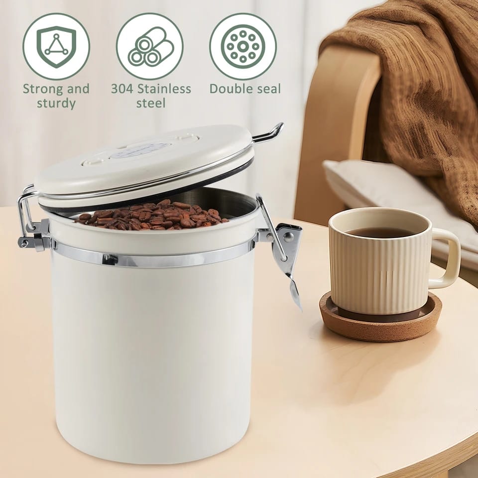 Stainless Steel Coffee Bean Vacuum Food Storage Container - Enkaji Households