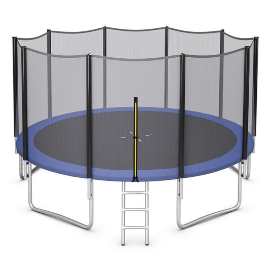 12 - Foot Trampoline with Safety Net &amp; Ladder – Ultimate Outdoor Fun - Enkaji Households