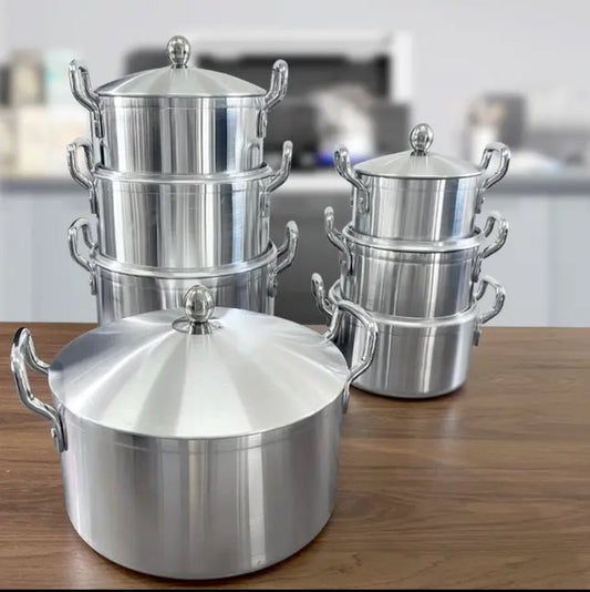 14 - Piece Aluminium Cookware Set – 7 Cooking Pots with Lids - Enkaji Households