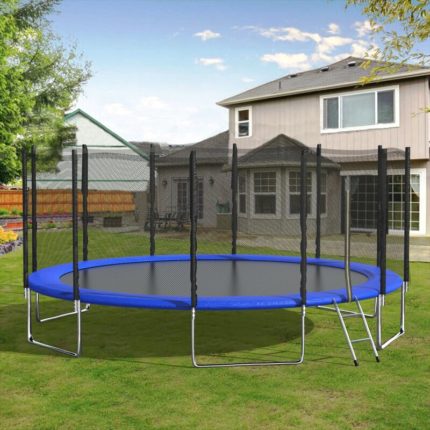 16 - Foot Trampoline with Safety Net & Ladder – Large Outdoor Bouncing Fun - Enkaji Households