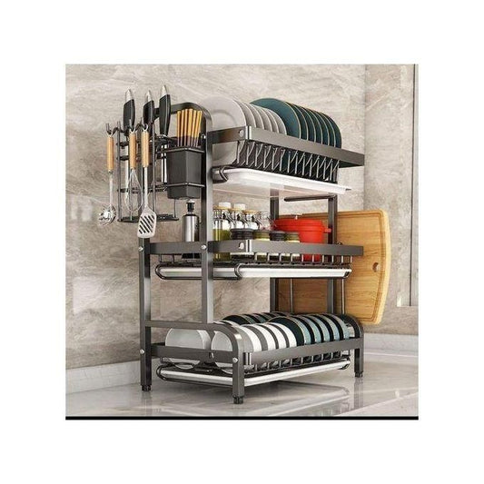 3 - Tier Carbon Steel Dish Rack - Enkaji Households