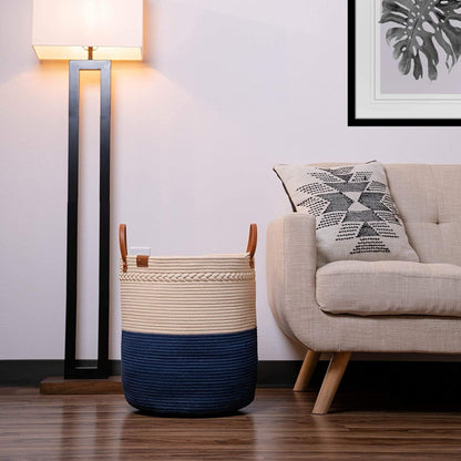 Large Cotton Rope Storage Basket – Woven Design with Handles
