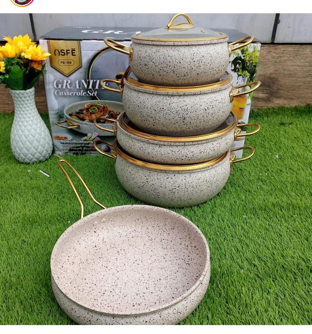 9 - Piece Granite Coating Kitchen Cookware Set - Enkaji Households