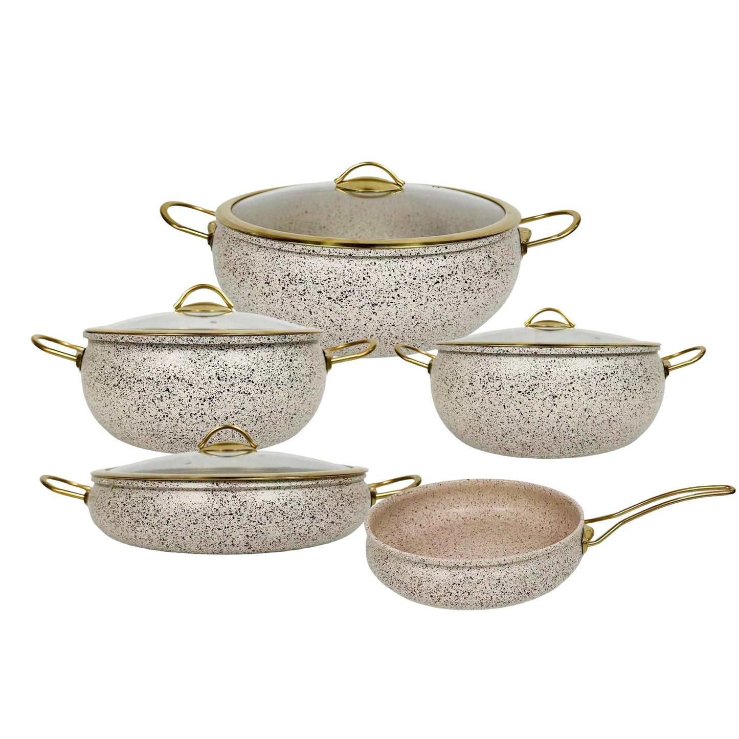 9 - Piece Granite Coating Kitchen Cookware Set - Enkaji Households