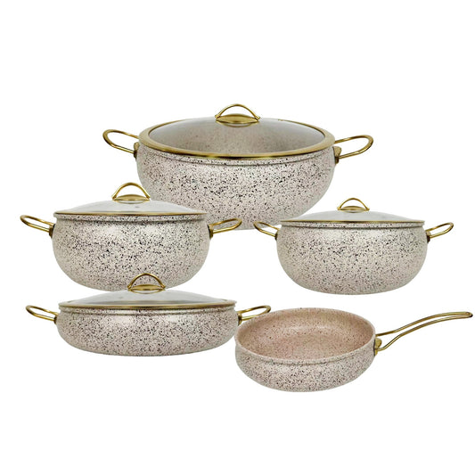 9 - Piece Granite Coating Kitchen Cookware Set - Enkaji Households