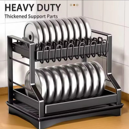 2-Tier Kitchen Dish Rack – Multifunctional Drainer with Cup & Utensil Holder