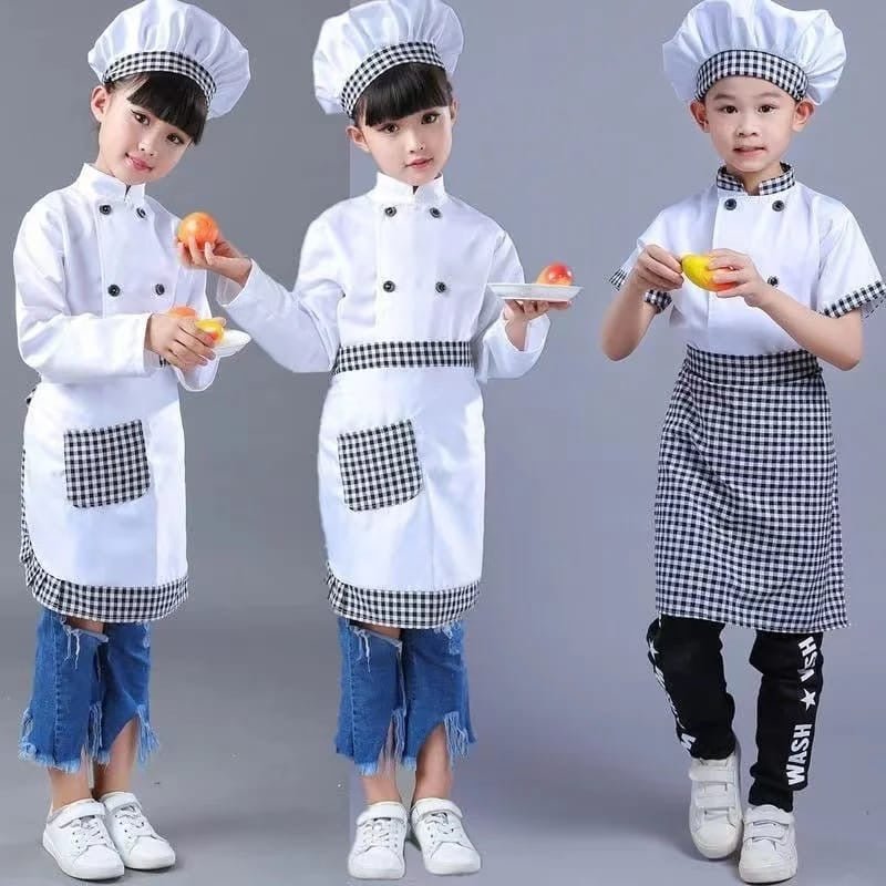 Children’s Professional Chef Costume 3 - Piece– Unisex - Enkaji Households