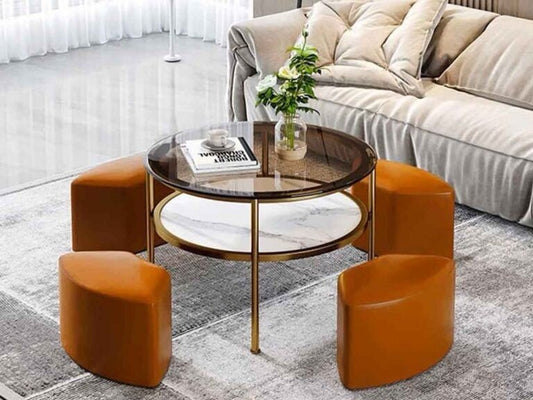 Coffee table wit 4 ottoman - Enkaji Households