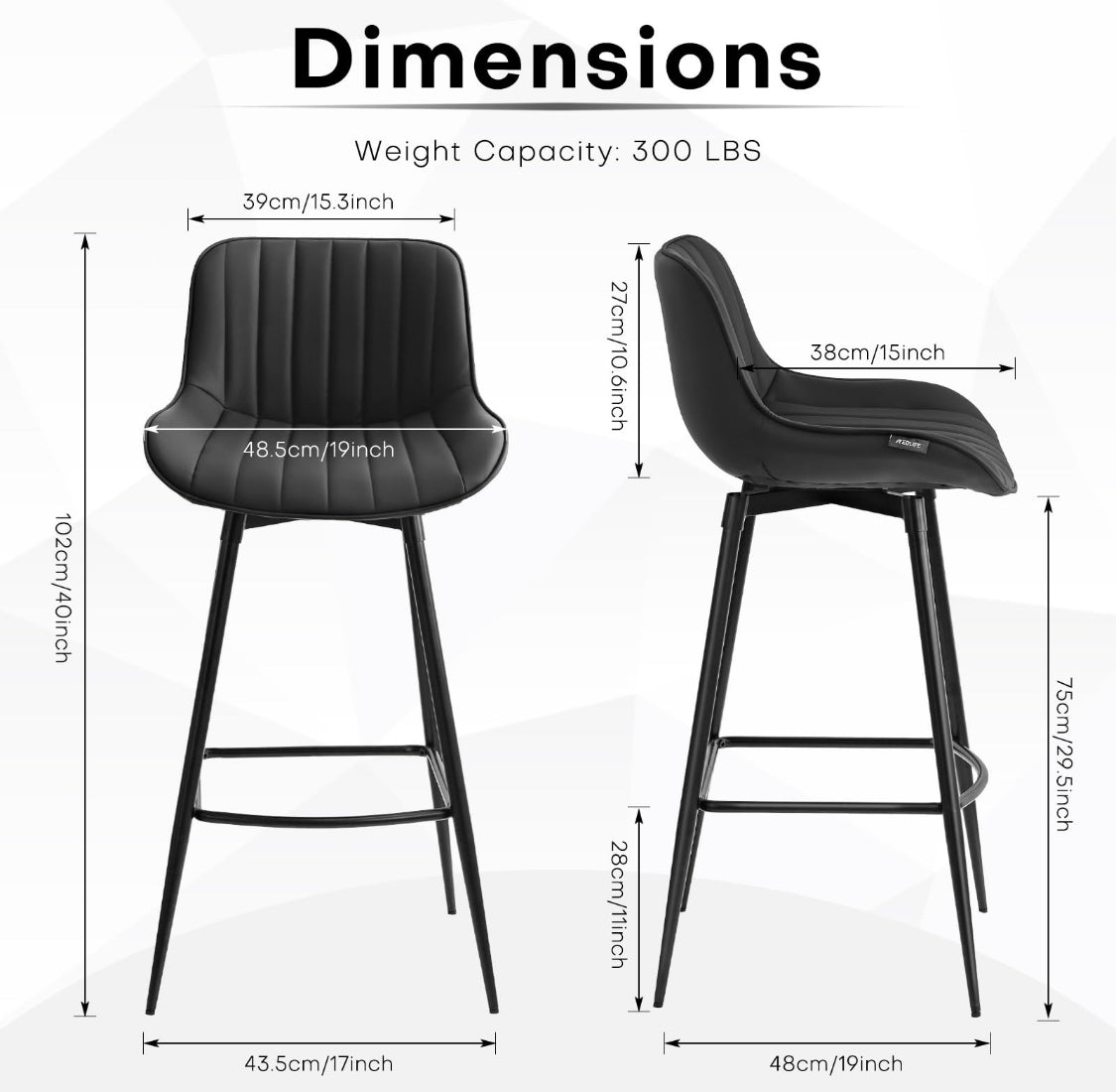 Contemporary Leather Balcony Bar Stool with Footrest - Enkaji Households