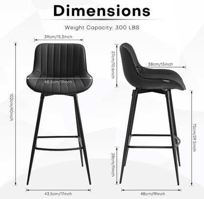 Contemporary Leather Balcony Bar Stool with Footrest - Enkaji Households