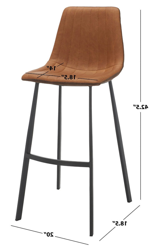Contemporary Leather Balcony Bar Stool with Footrest - Enkaji Households