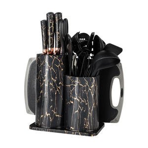 Deluxe Marble Kitchen Knife Set with Utensil Holder - Enkaji Households