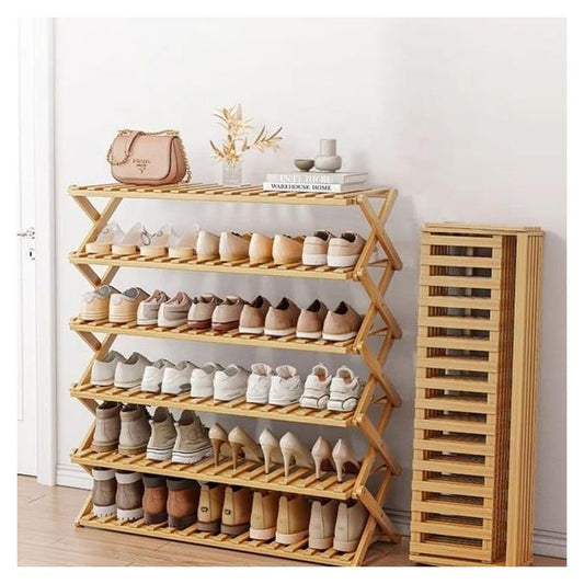Foldable Bamboo Shoe Rack /Multifunctional Organizer - Enkaji Households