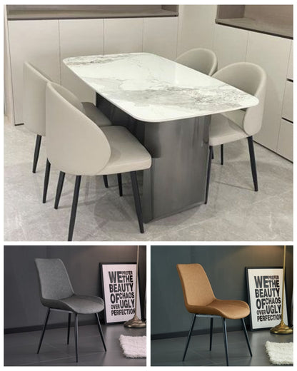 Four - Seater Marble Dining Table with Microfiber Chairs - Enkaji Households