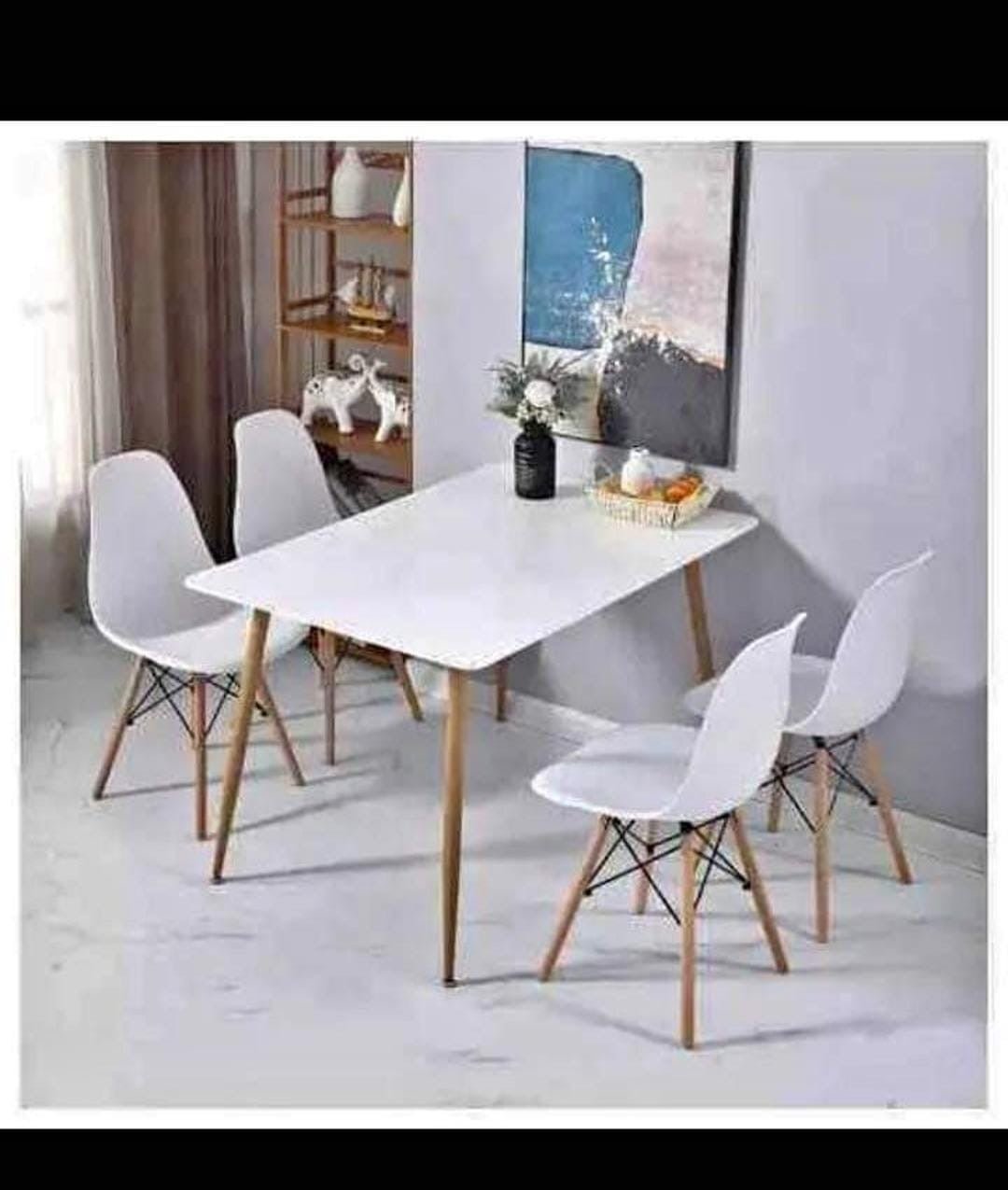 Four - Seater Wooden Dining Table with Chairs - Enkaji Households