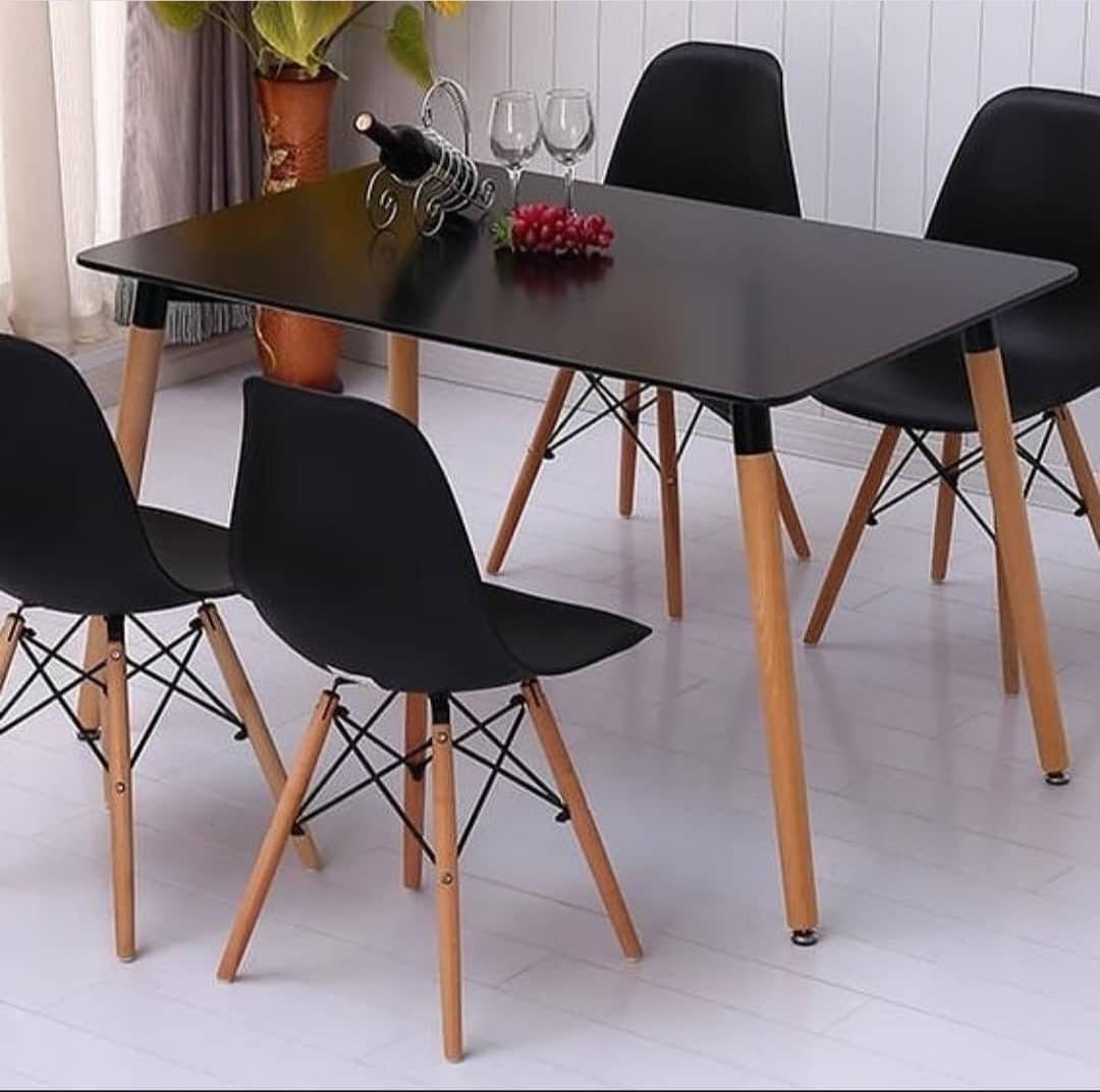 Four - Seater Wooden Dining Table with Chairs - Enkaji Households