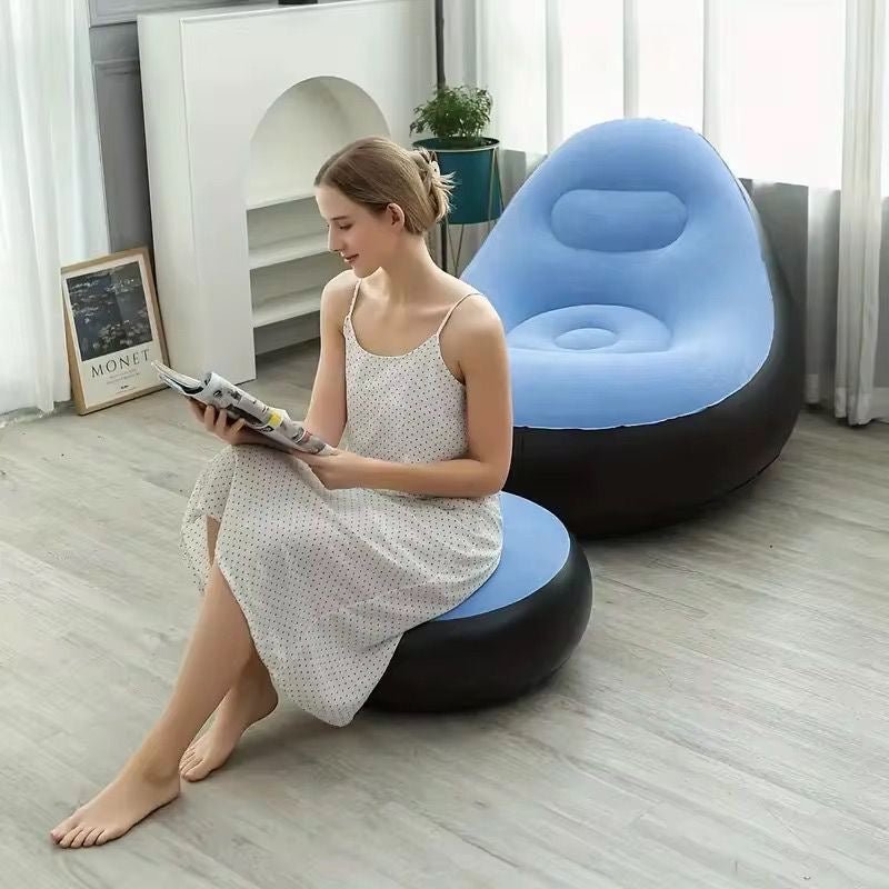 Inflatable Lazy Sofa with Footrest – Comfortable & Portable - Enkaji Households