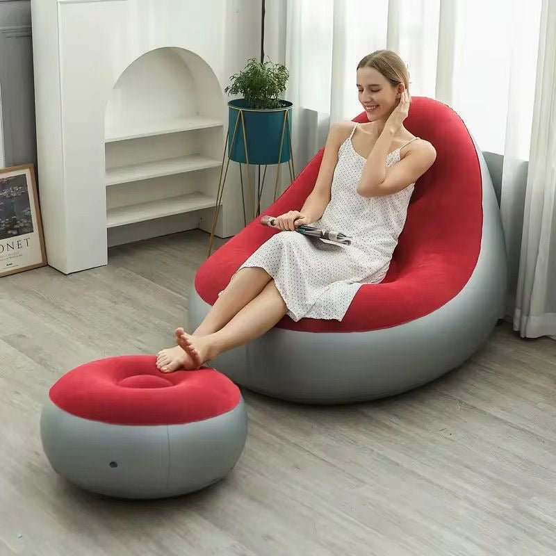 Inflatable Lazy Sofa with Footrest – Comfortable & Portable - Enkaji Households