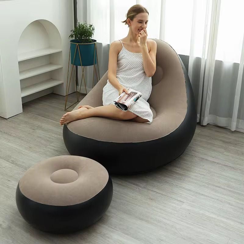 Inflatable Lazy Sofa with Footrest – Comfortable & Portable - Enkaji Households