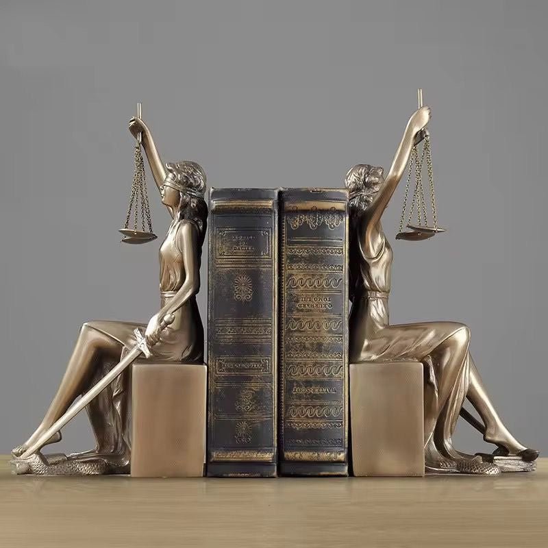 Lady Justice Bookends – Elegant Greek Mythology Decor for Law Professionals - Enkaji Households