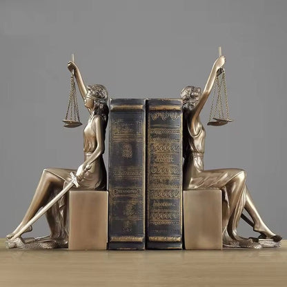 Lady Justice Bookends – Elegant Greek Mythology Decor for Law Professionals - Enkaji Households