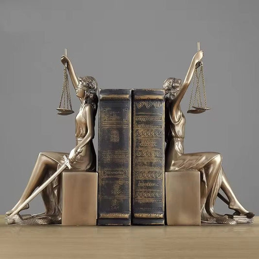 Lady Justice Bookends – Elegant Greek Mythology Decor for Law Professionals - Enkaji Households