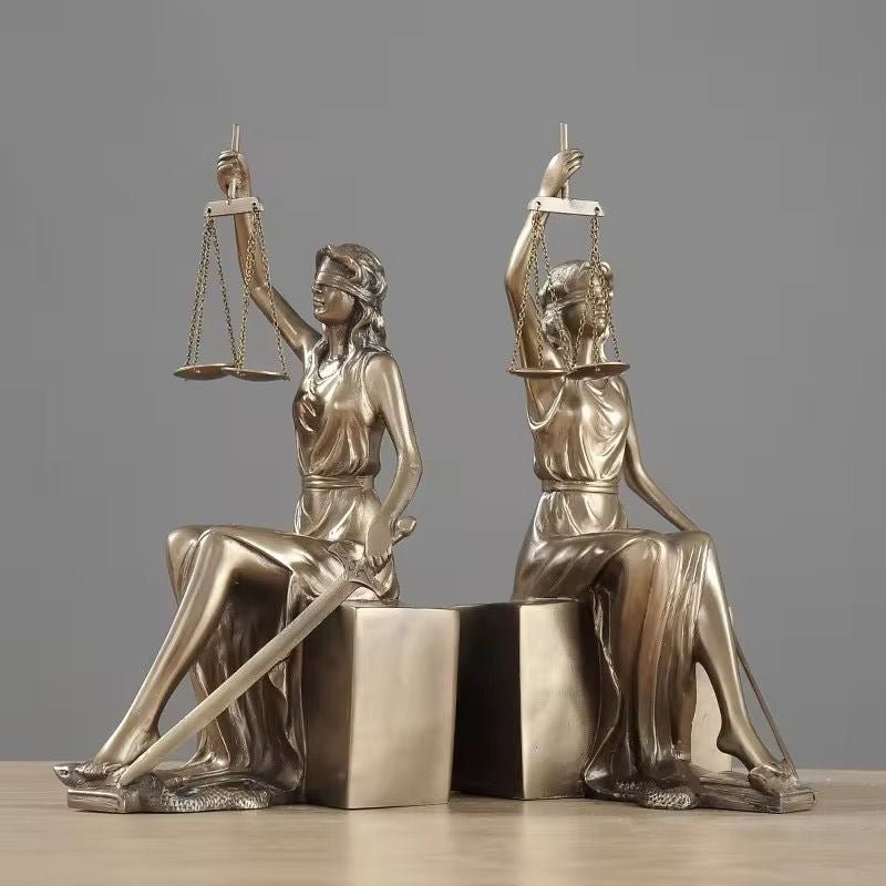 Lady Justice Bookends – Elegant Greek Mythology Decor for Law Professionals - Enkaji Households