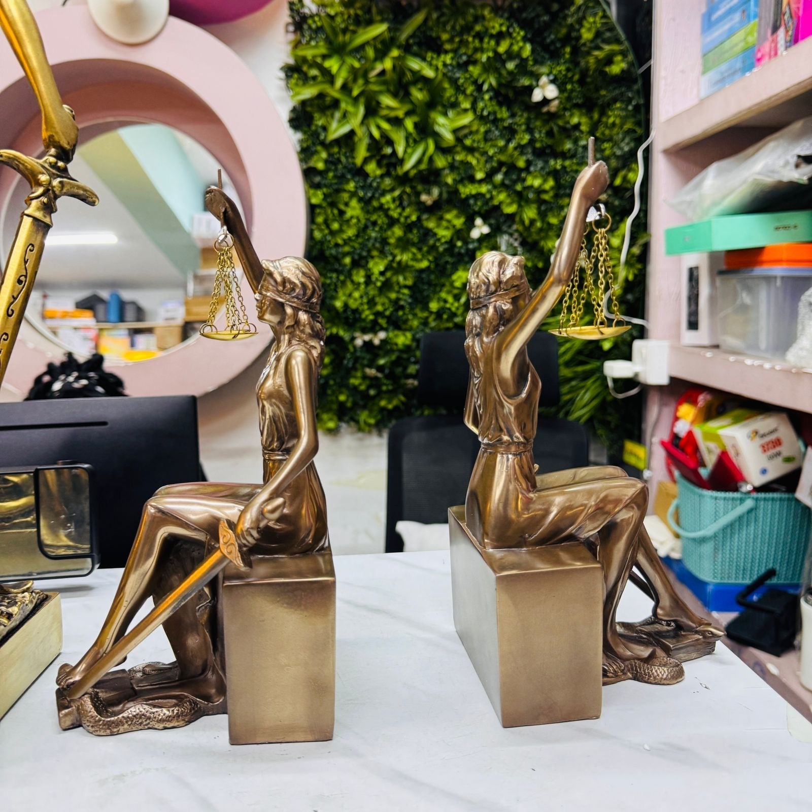 Lady Justice Bookends – Elegant Greek Mythology Decor for Law Professionals - Enkaji Households