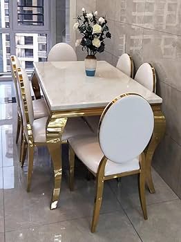 Luxury 6 - Seater Dining Table Set with Gold Accents - Enkaji Households