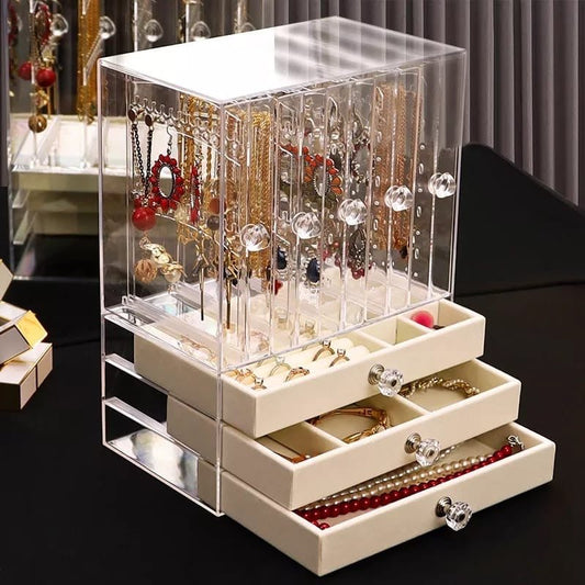 Luxury Jewelry Storage Organizer – 3 - Drawer Acrylic Box - Enkaji Households