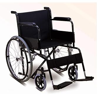 Manual Wheelchair – Powder Coated Steel Frame, 24 - Inch Solid Rear Wheels - Enkaji Households
