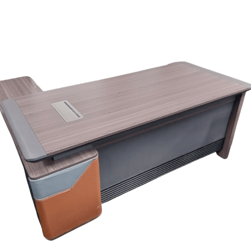 Modern Executive Office Desk with Leather Accent - Enkaji Households