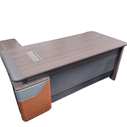 Modern Executive Office Desk with Leather Accent - Enkaji Households