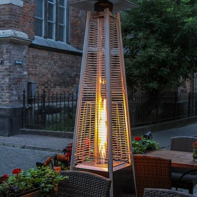 Pyramid Gas Patio Heater – Outdoor Flame Tower with Glass Tube & Wheels - Enkaji Households