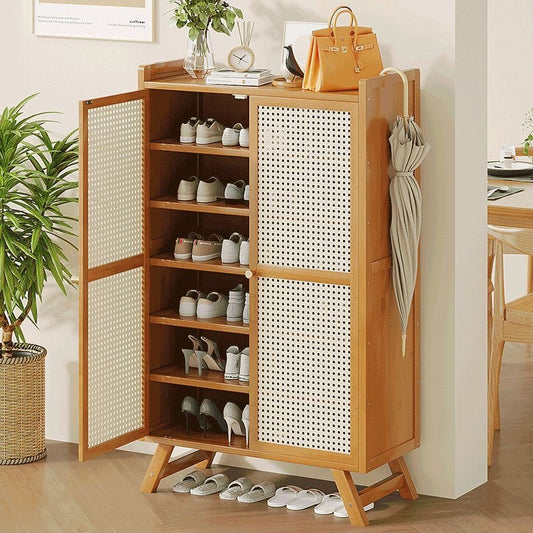 Wooden Bamboo Shoe Rack & Storage Cabinet - Enkaji Households